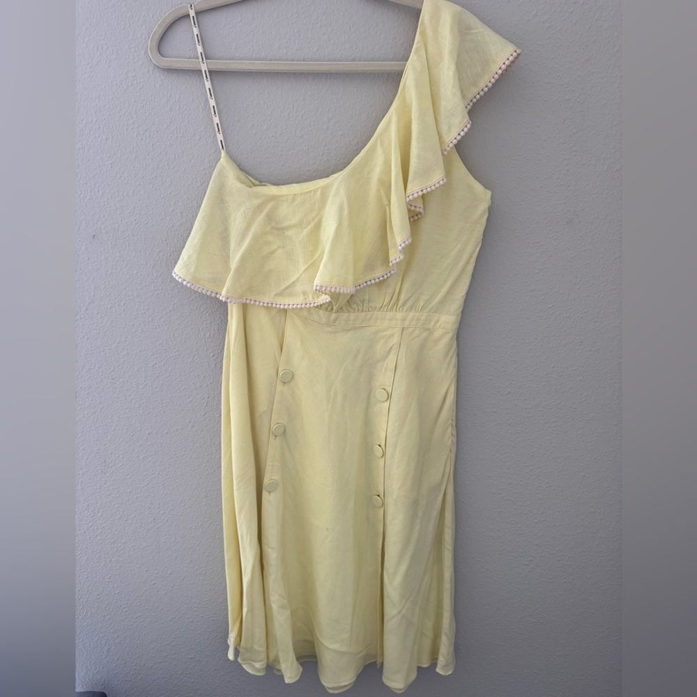 6 Shore Road One-Shoulder Linen Yellow Sundress